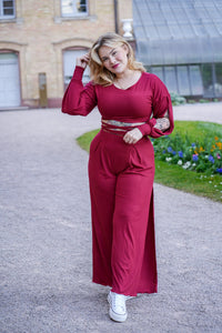 Farrah Comfy Pants berry – Tencel™ High Waist with Slit — Ansicht 2