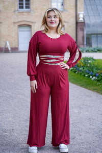 Farrah Comfy Pants berry – Tencel™ High Waist with Slit — Ansicht 6