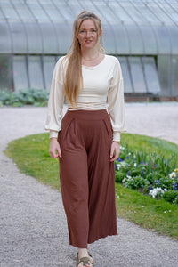 Farrah Comfy Pants Tencel High Waist Pecan Brown — Ansicht 1