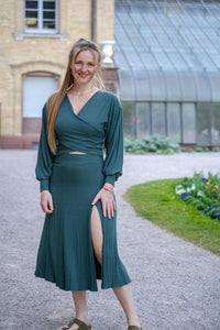 Crossed Crop Pulli Wickeloptik Petrolgrün | Vivien Joy — Ansicht 4