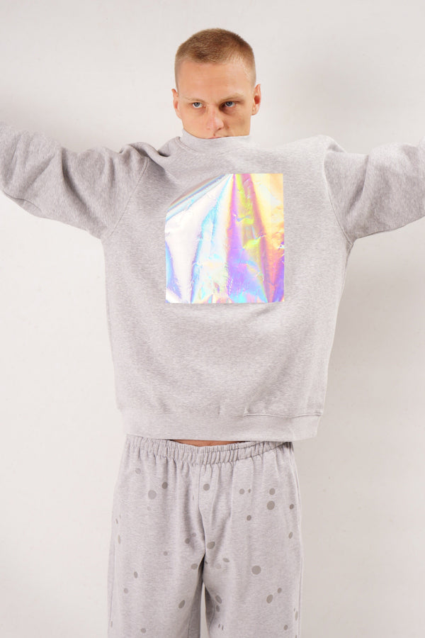Big Square Sweater - Unisex Relaxed Fit with Pre-Crushed Foil