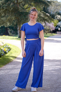 Farrah Comfy Pants – Tencel™ High Waist Lapis Blue — Ansicht 1