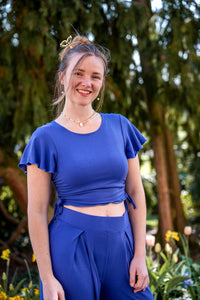 Farrah Crop T-Shirt Lapis – TENCEL™ Modal with ruffles — Ansicht 1