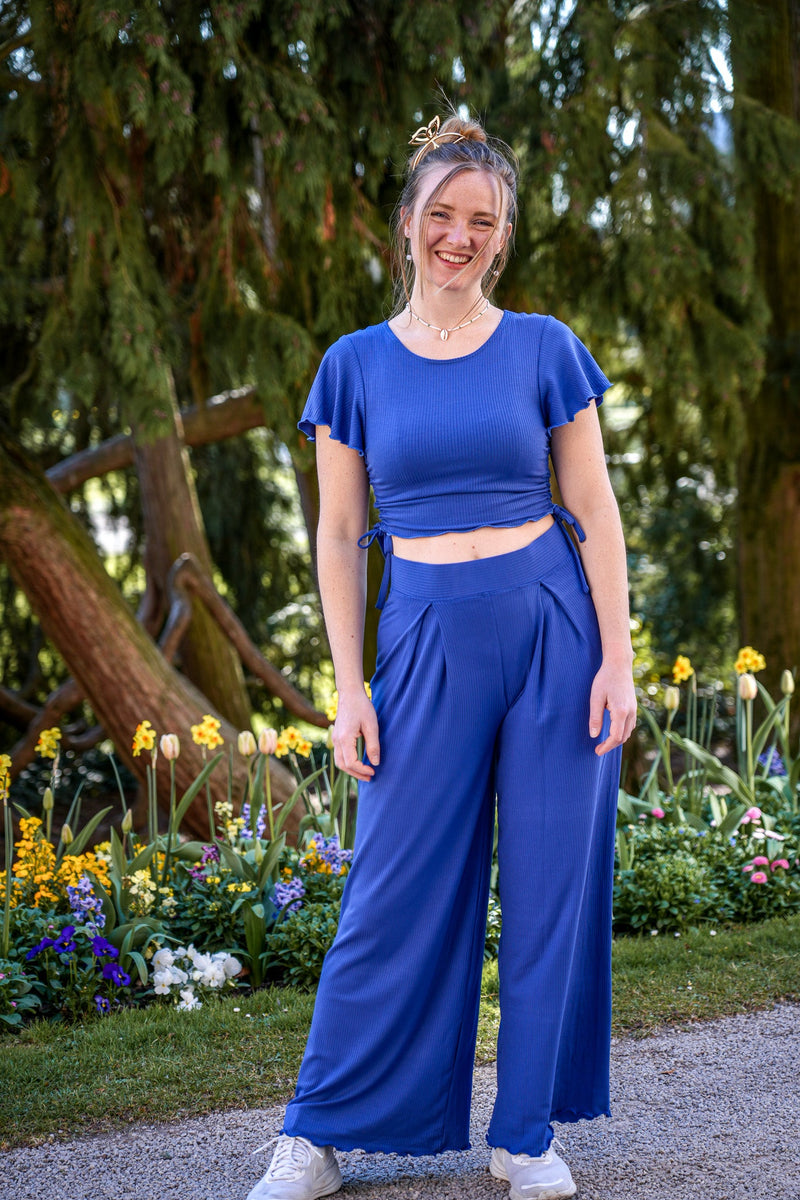 Farrah Crop T-Shirt Lapis – TENCEL™ Modal with ruffles — Ansicht 4