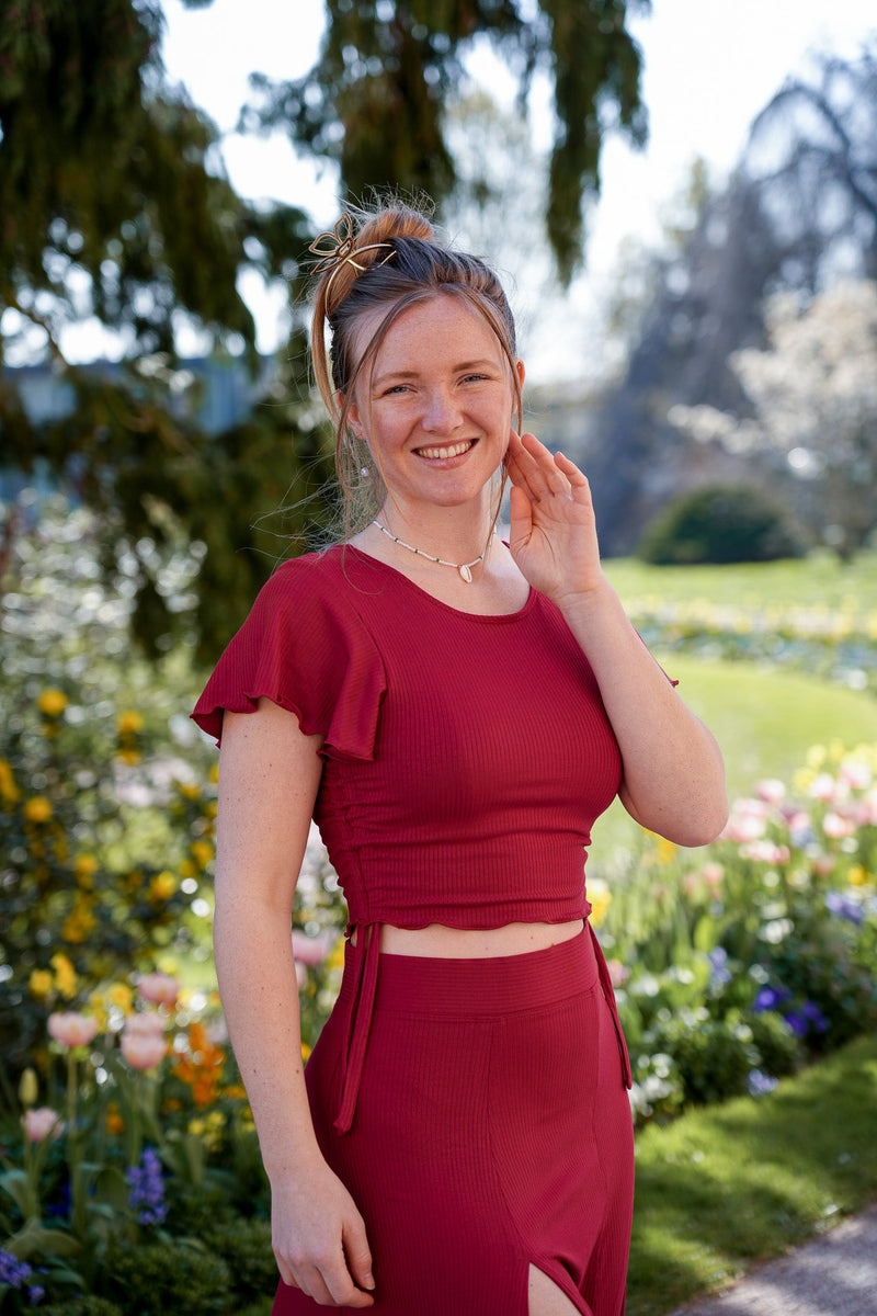 Farrah Crop T-Shirt Berry TENCEL™ Modal – Handgefertigt — Ansicht 3