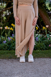 Farrah Comfy Pants Warm Sand – TENCEL™ Modal Wide Leg Fabric Trousers — Ansicht 2