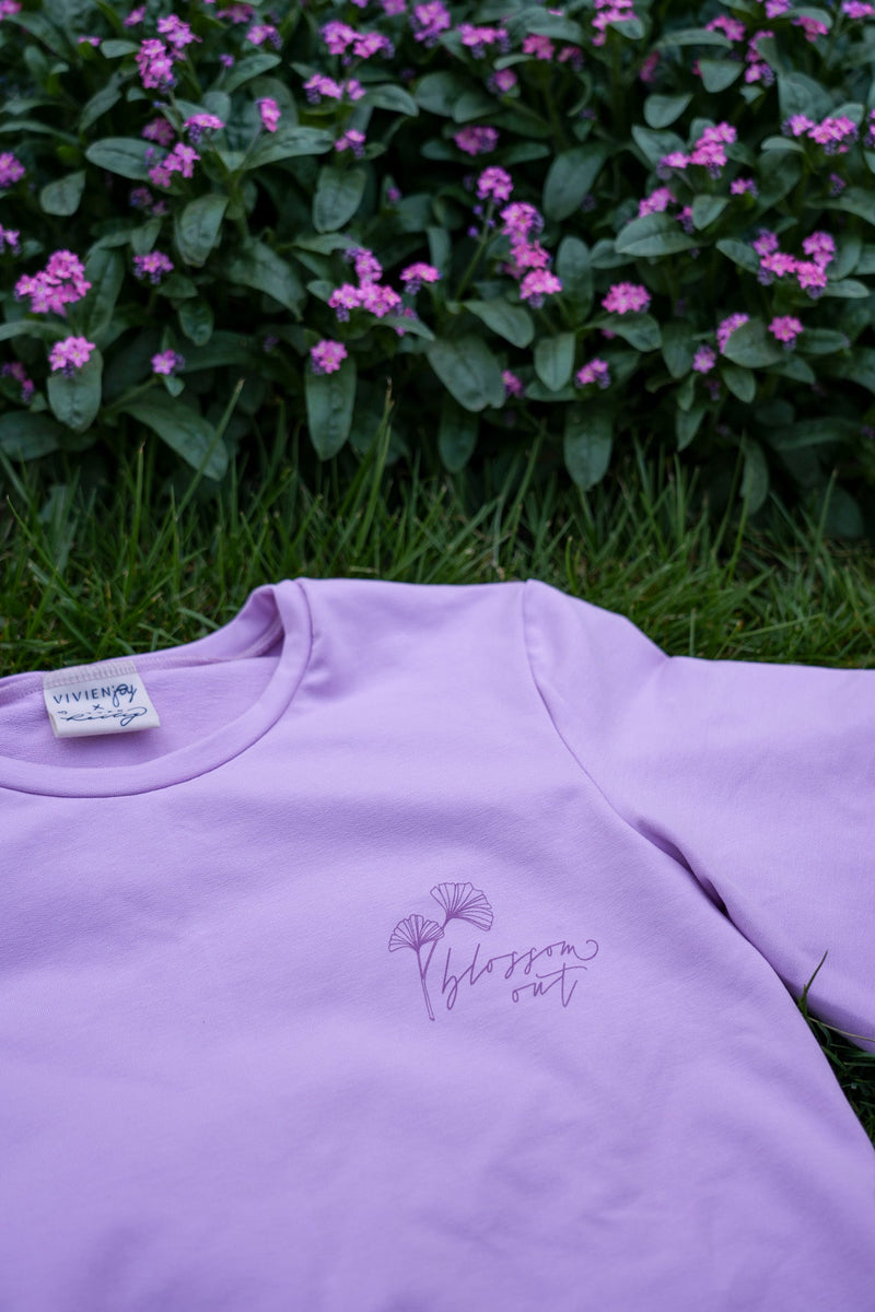 Blossom Out T-Shirt Flieder – Bio-Baumwolle, Schmetterlingsärmel, Fair Trade — Ansicht 7