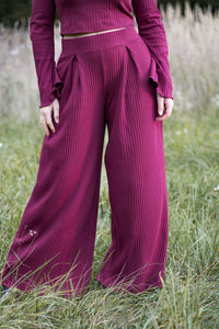 Lya Comfy Pants Fuchsia – Organic Cotton High Waist Trousers — Ansicht 2