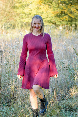 Perfektes Winterkleid für Damen aus Bio-Baumwolle in Bordeaux