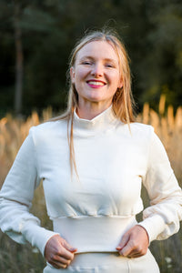 Kayla Cropped Pullover Creamy White Organic Cotton — Ansicht 1
