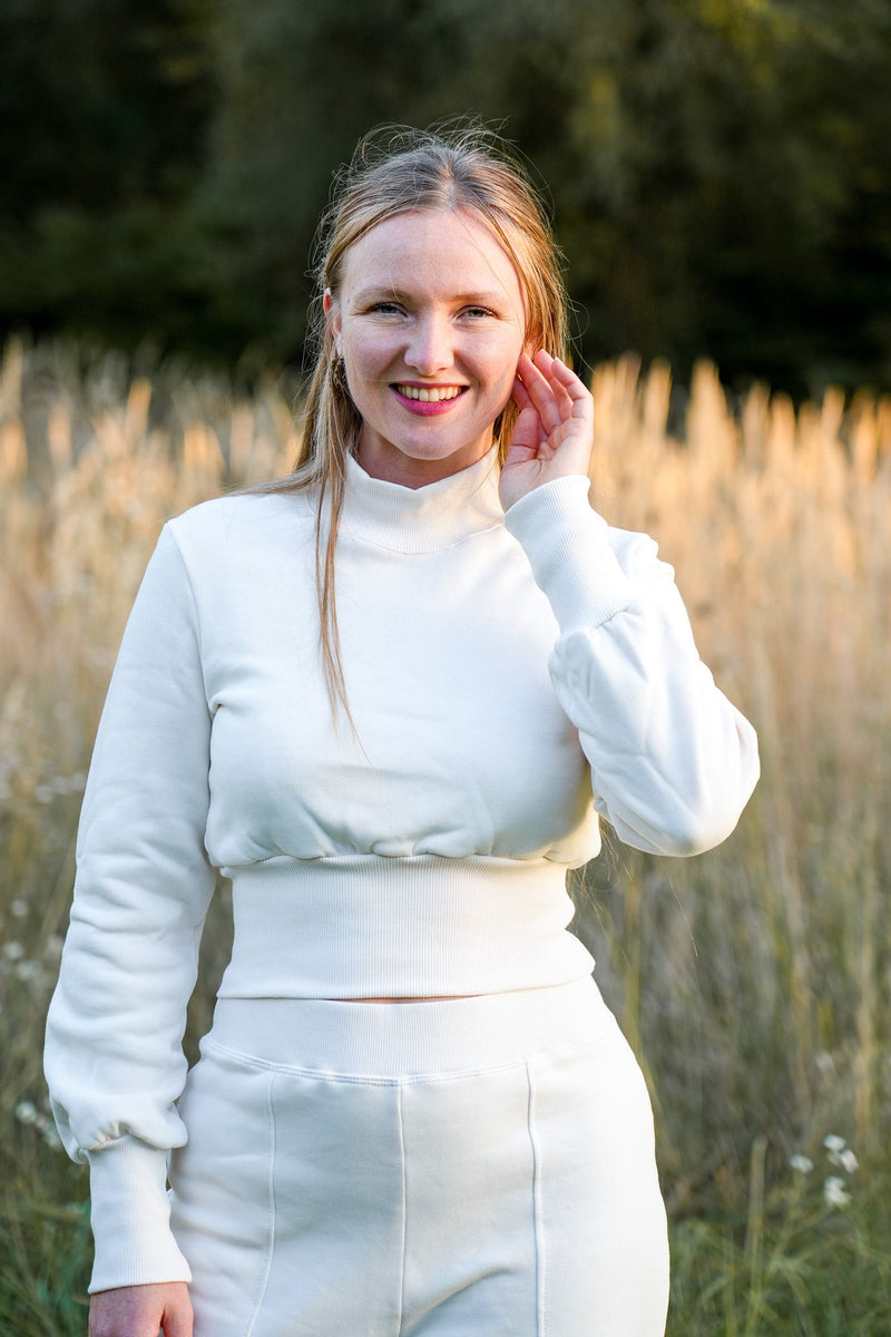 Kayla Cropped Pullover Creamy White Organic Cotton — Ansicht 6
