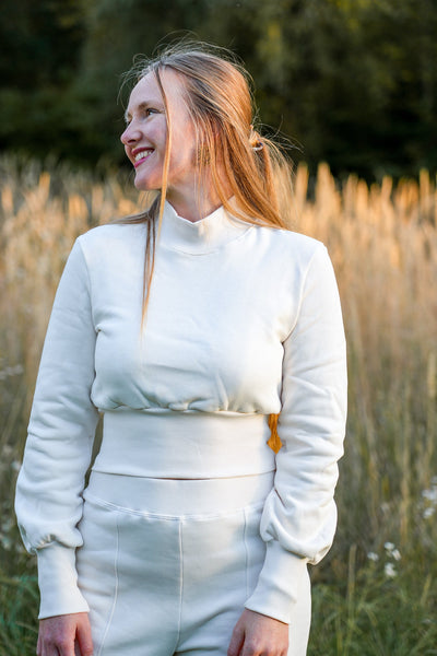 Kayla Cropped Pullover Creamy White Organic Cotton