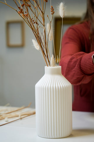 Lange haltbare 3D Vase für Blumen in weiß aus PLA