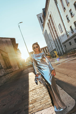Metallic Dress – 3D-printed | Futuristic Shine | Statement in Silver