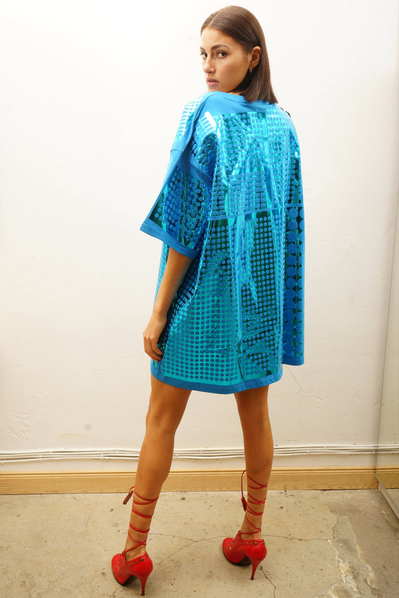 Starstyling Foilover Bigshirt Unisex Blue-Mirror Multipattern — Ansicht 2
