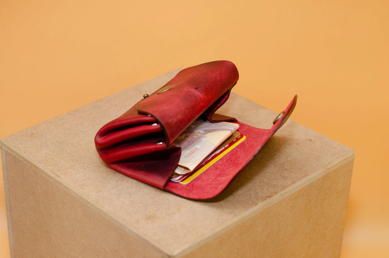 Kleine Damen-Geldbörse Rot – Echtleder Handmade Berlin — Ansicht 11
