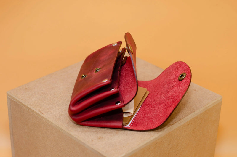 Kleine Damen-Geldbörse Rot – Echtleder Handmade Berlin — Ansicht 12