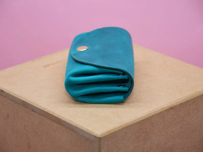 Minimalist Wallet for Women - Genuine Leather Turquoise | Handmade Berlin