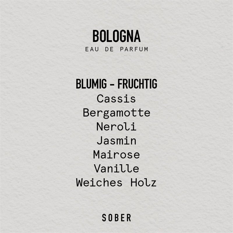 sober BOLOGNA Eau de Parfum 50ml – Unisex Duft mit Cassis & Neroli — Ansicht 3