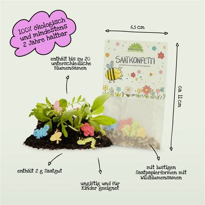 Set of 10 Colorful Seed Confetti Packets – Handmade Wildflower Mix
