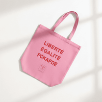 FCKAFDÉ Premium Tote Bag Pink & Red – 100 % recycelte Baumwolle — Ansicht 2
