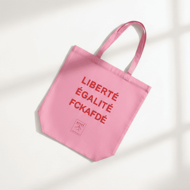 FCKAFDÉ Premium Tote Bag Pink & Red – 100 % recycelte Baumwolle — Ansicht 2