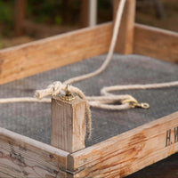 Hanging lamp made from an onion sieve – unique vintage item | Fittings & jute ropes assembled | 75×51×9 cm — Ansicht 3