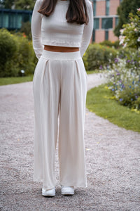 Lya Comfy Pants creamy white – Elegante Stoffhose mit elastischem Bund — Ansicht 6
