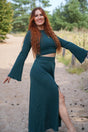 Lya long skirt bottle green – Flowing cut, elastic waistband, side slit