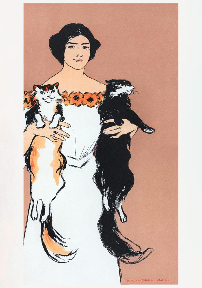 Woman holding cats by Edward Penfield – Vintage Kunstdruck — Ansicht 3