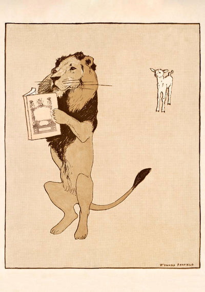Lion and a Book by Edward Penfield – Vintage Poster