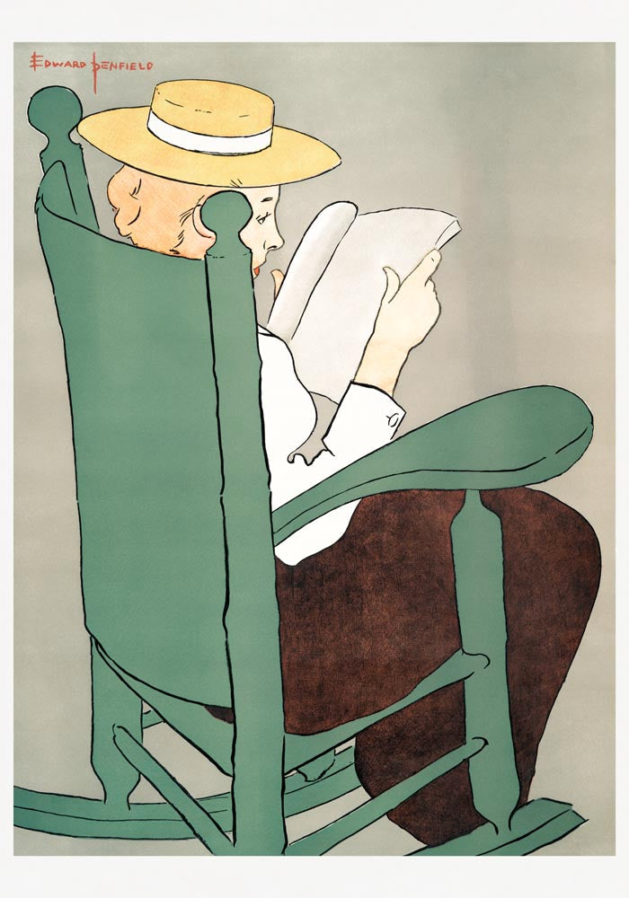 Woman Reading in a Rocking Chair – Vintage Poster von Edward Penfield — Ansicht 3