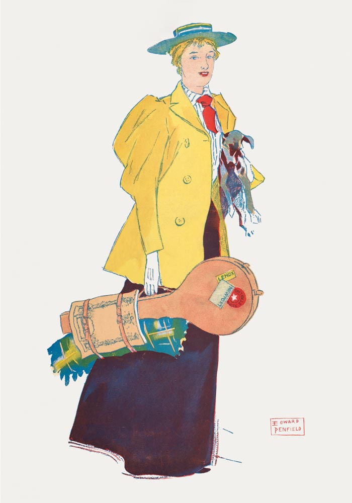 Woman holding dog and stuffs by Edward Penfield – Vintage Kunstdruck — Ansicht 3