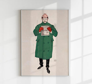 Man reading book by Edward Penfield – Vintage Poster Art Print