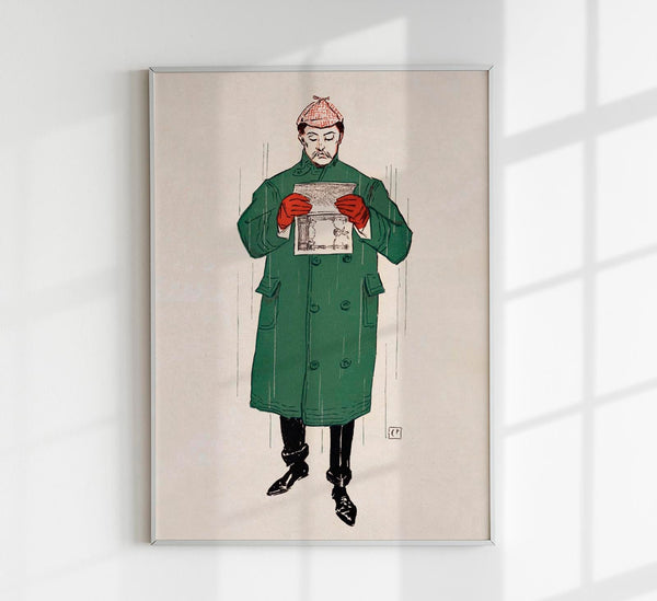Man reading book by Edward Penfield – Vintage Poster Art Print