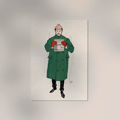 Man reading book by Edward Penfield – Vintage Poster Art Print