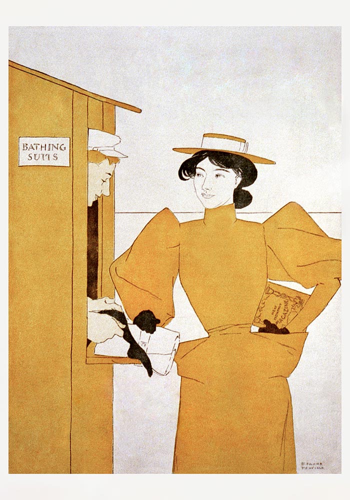 Woman picking up bathing suits – Vintage Poster von Edward Penfield — Ansicht 3