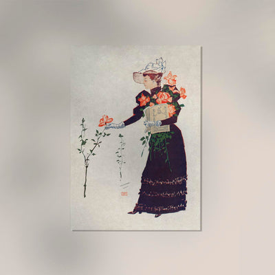 Woman picking up flowers – Vintage Poster von Edward Penfield