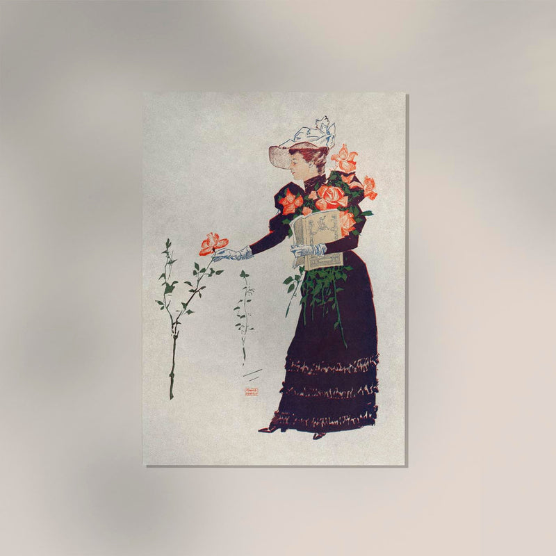 Woman picking up flowers – Vintage Poster von Edward Penfield — Ansicht 2