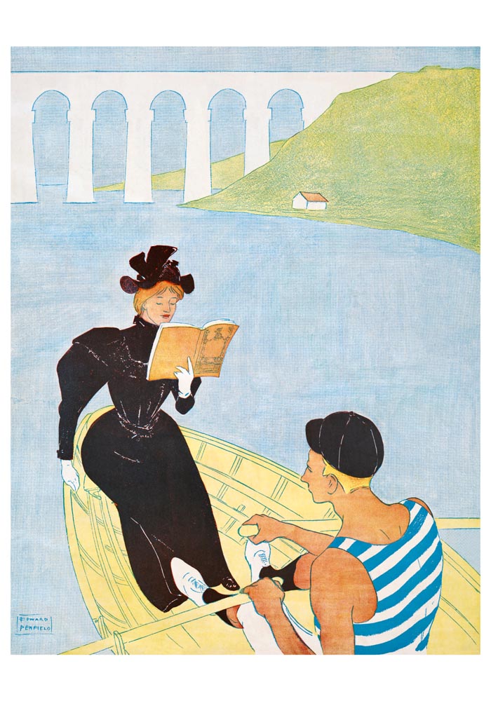 Woman Reading in a Row Boat – Edward Penfield Vintage Poster — Ansicht 3
