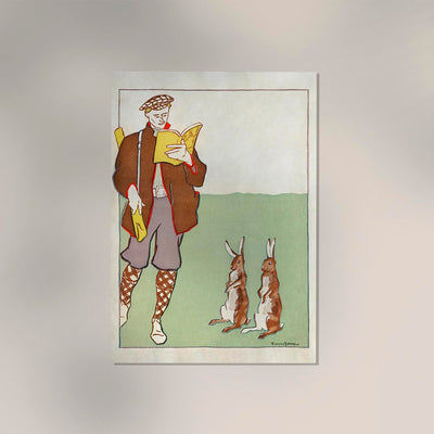 Man Reading a Book with Hares – Edward Penfield Poster