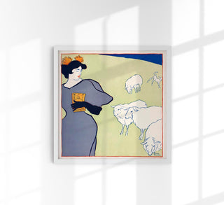 Woman and sheep by Edward Penfield – Vintage Kunstdruck
