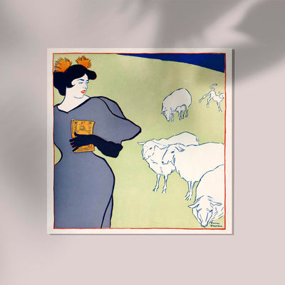 Woman and Sheep by Edward Penfield – Vintage Art Print
