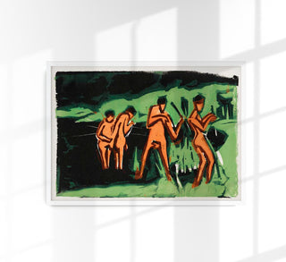 Bathers Throwing Reeds by Ernst Kirchner – Fine Art Print on Canvas
