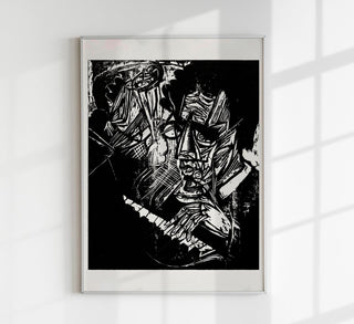 Composer Klemperer von Ernst Kirchner als expressionistische Wandkunst im Holzschnitt-Look, verfügbar auf 225g Fine Art Paper oder 380g Canvas in sechs Größen.
