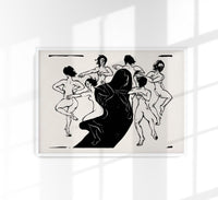 Nudes Dancing Around a Shadow – Ernst Kirchner Expressionist Woodcut Black and White — Ansicht 1