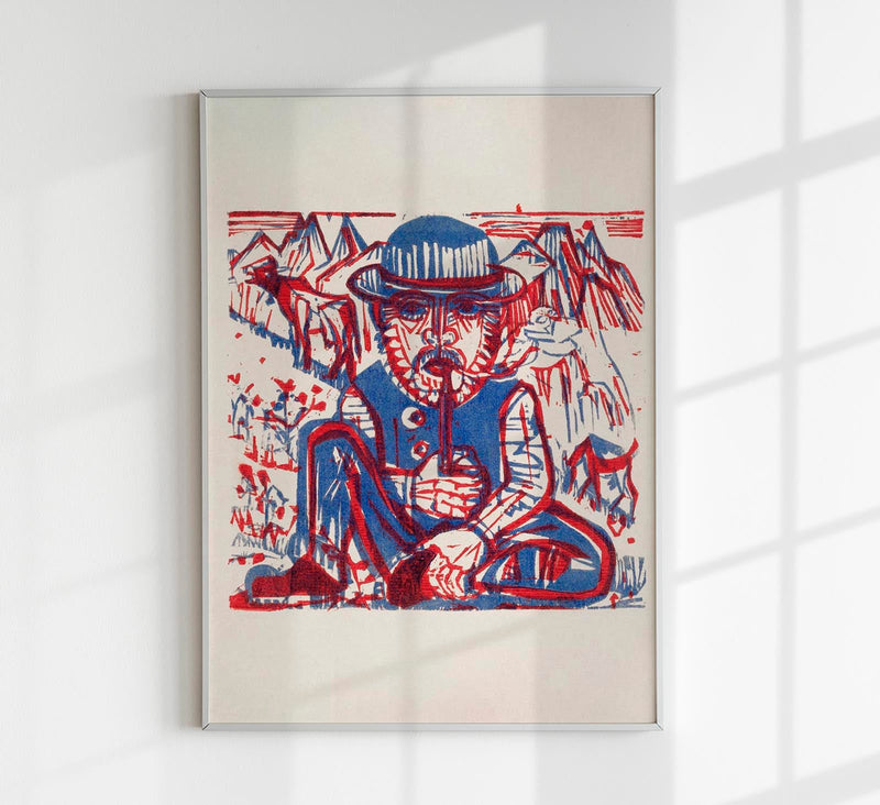 Smoking Peasant by Ernst Kirchner – Expressionismus Kunstdruck — Patroa Studio
