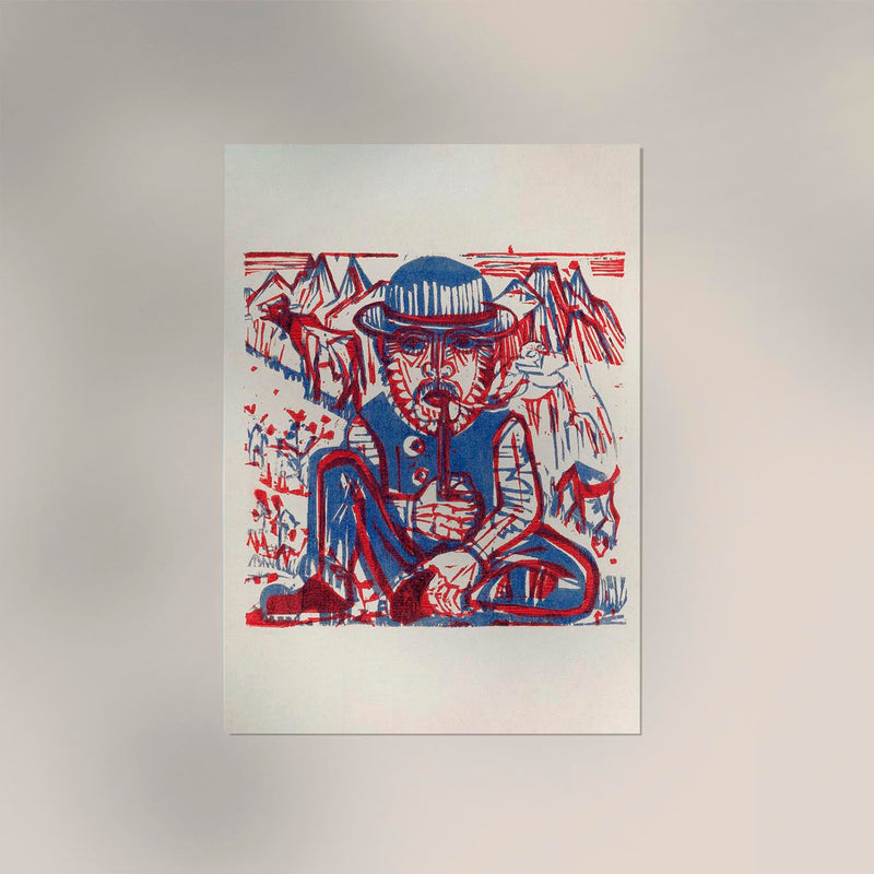 Smoking Peasant by Ernst Kirchner – Expressionismus Kunstdruck — Ansicht 2
