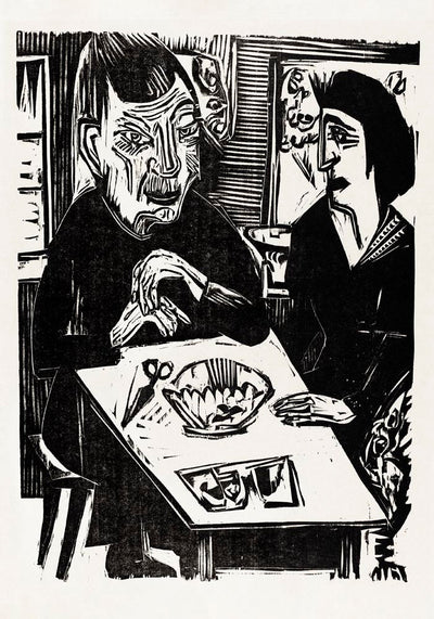 Old and Young Woman by Ernst Kirchner – Expressionist Art Poster