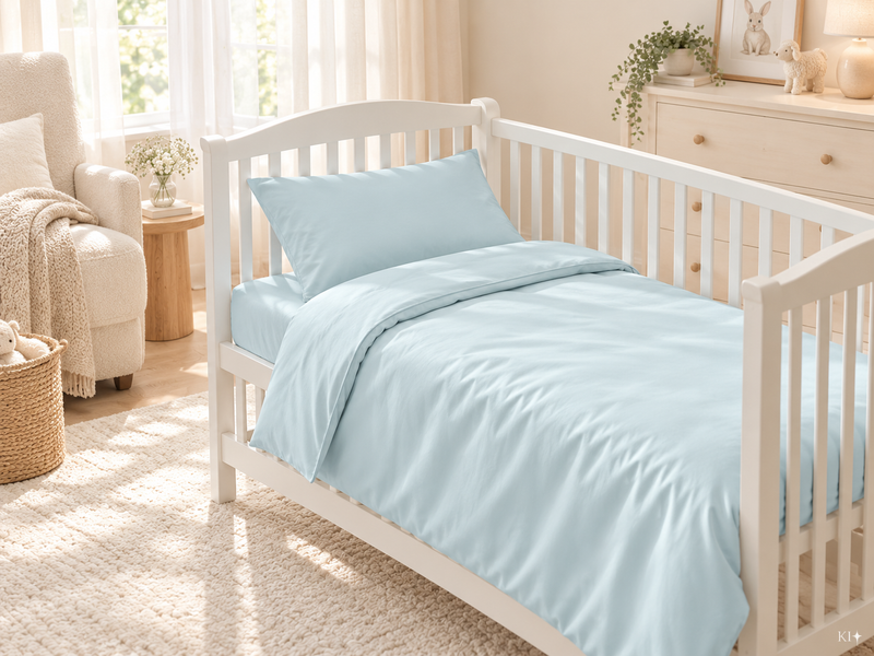 Kinder Bettwäsche Set Uni Farbe 100% Baumwolle Satin OEKO-TEX — Ansicht 3